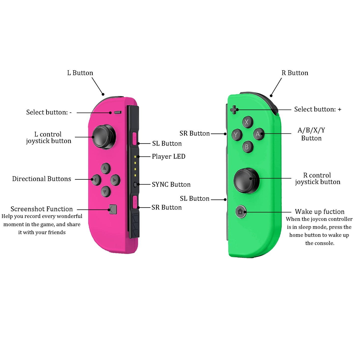 JOYHPAMTA® Switch Joycon Controller Red&Green